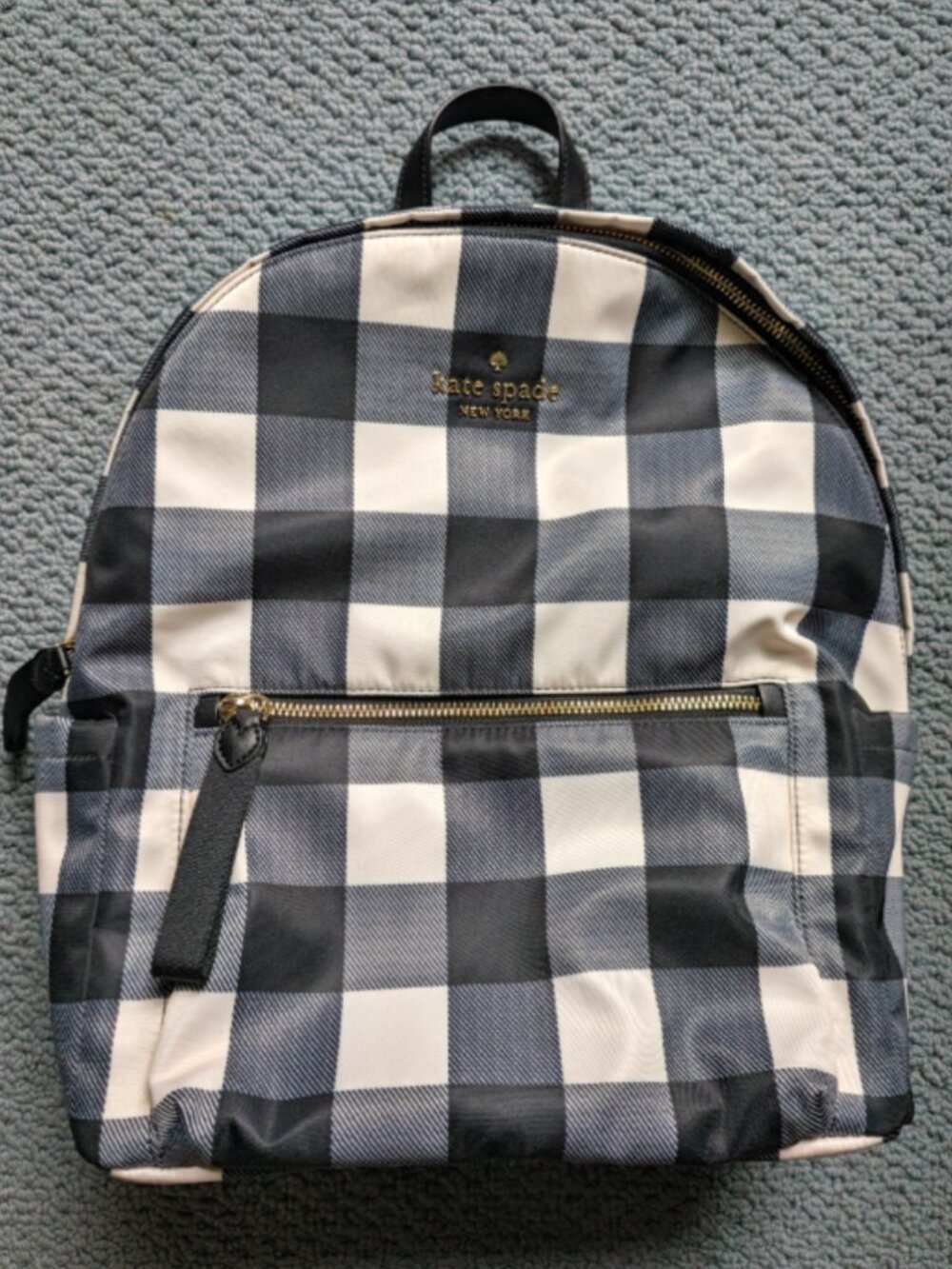 Kate Spade New York Gingham Plaid Mini Backpack - Black, Cream - Like New